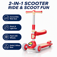 Trottinette Enfant Pliante 2-en-1 à Trois Roues avec LED Clignotantes en Plastique, Vente en Gros Usine, Personnalisable pour Garçons et Filles