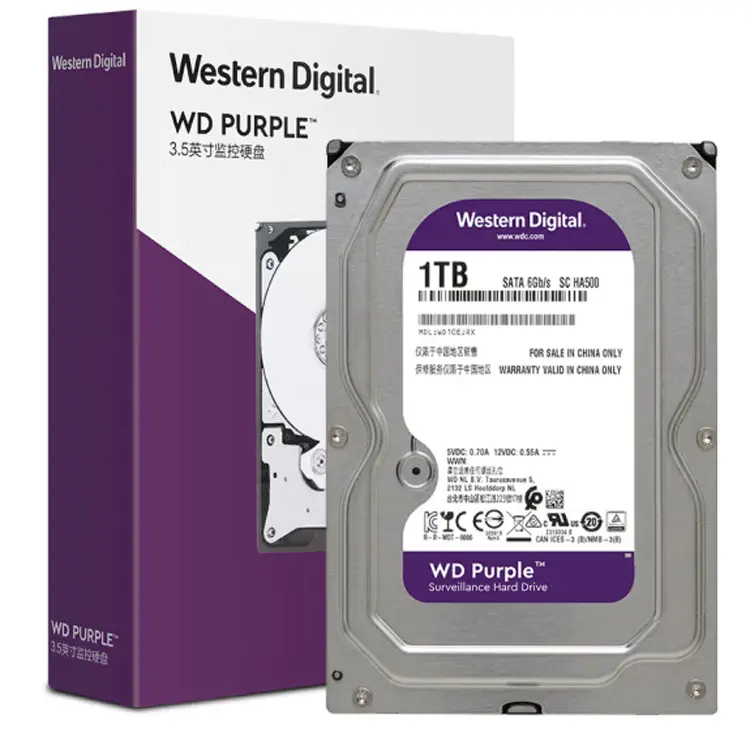 Überwachungsklasse Festplatte WD Purple West Digital Purple Disk 1 TB 64 MB SATA CMR (WD10EJRX)