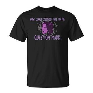 Comment pouvais-tu faire ça à moi ? T-shirt avec inscription Question Mark, imprimé noir et violet, taille adulte unisexe - Product Image 2
