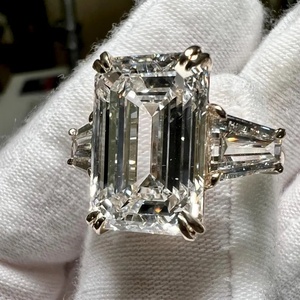 <span class=keywords><strong>Bague</strong></span> de luxe pour <span class=keywords><strong>femme</strong></span> en or véritable 18 carats 10ct avec diamant de laboratoire taille émeraude, grande <span class=keywords><strong>bague</strong></span> en diamant pour mariage et fiançailles - Product Image 4