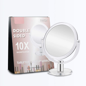 Miroir de Maquillage Portable 360 Degrés Double Face Grossissement 10X Pliable Finition Chromée Mignon pour la Beauté - Vente en Gros Usine - Product Image 5