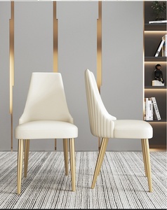 <strong>Haosi</strong> Stylish Modern Dining Side Chair for Home Restaurant Retro PU Leather Velvet Cushion Metal Legs MDF Living Room Furniture - Product Image 2