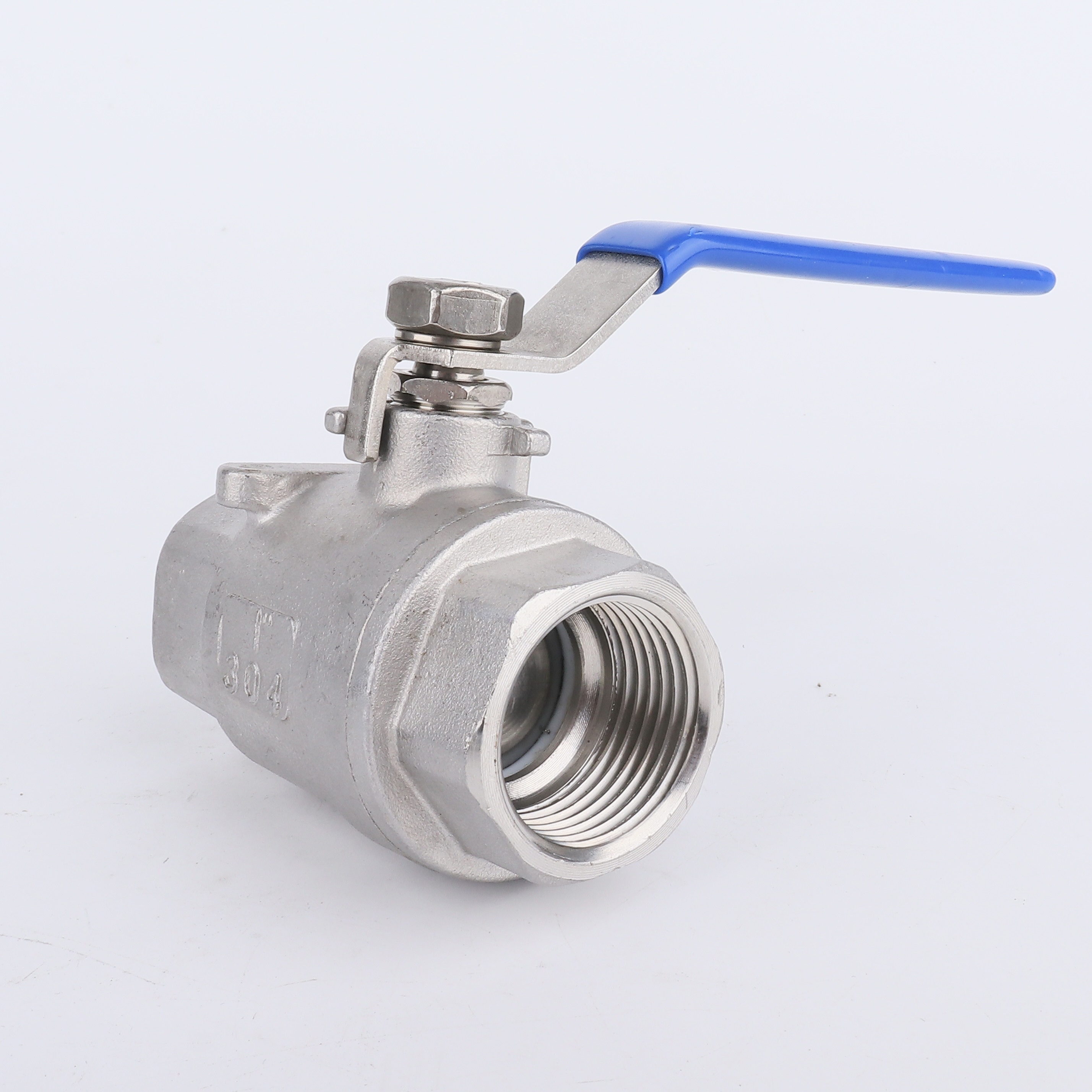 Vanne à Bille Pleine Passage 1-1/4" En Acier Inoxydable 304 - 1000 WOG, Manette Bleue, Filetage NPT, Neuve