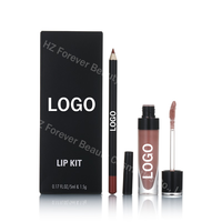 Koleksi Lip Gloss Vegan Warna Cokelat Nude Terlaris, Paket Lip Kit Hitam dengan Label Pribadi