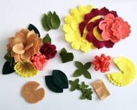 Couronne prédécoupée pour débutant, produit artificiel d'embellissement, scrapbook, artisanat 3d en feutre, ensemble de fleurs, vente en gros,