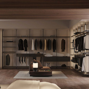 <span class=keywords><strong>Armario</strong></span> empotrado moderno para dormitorio con estantería abierta a niveles, cajones y perchero, organizador de almacenamiento de ropa - Product Image 2