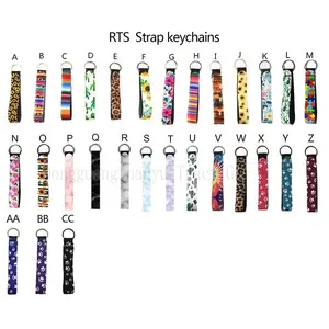 29 Venda quente Padrão RTS Neoprene Pulseira Pulseira wrist strap keychain Fob Chave Costume Aceito