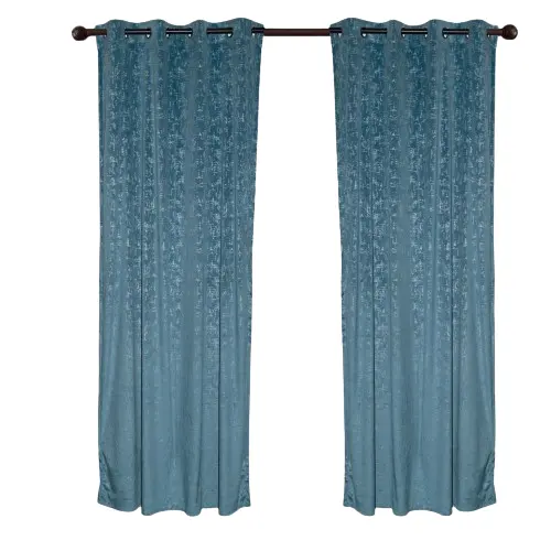 Finely processed Factory Wholesale Luxury Blue Velvet Blackout Grommet Curtain For Bedroom Window