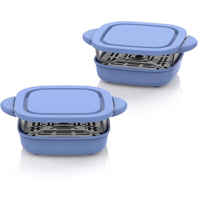 Air Fryer Food Grade Silicone Baking Pan Set 6-Cup Baking Tray American Style Solid Color Compatible Food Storage Container