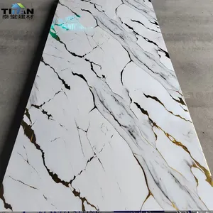 2.8*1220*2800Mm Uv Pvc Marble Wall Panel Sheet Plates Planchas Pvc Marmol Sintetico Negro Oro