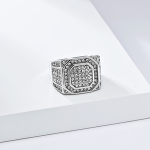 Men's Geometric <b>Titanium</b> Steel <b>Ring</b> Micro Pave Diamond Inlay Hip Hop Street Style Jewelry Gift - Product Image 4