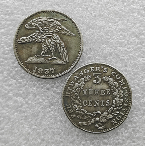Moneta commemorativa in stile antico Feuchtwanger, 3 centesimi degli Stati Uniti del 1837 - Hard <span class=keywords><strong>Times</strong></span> Token, Regali, Decorazione per la casa - Product Image 1