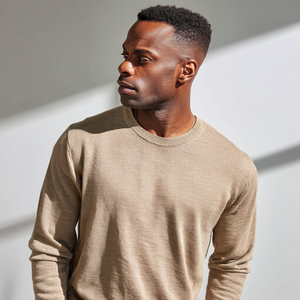 Homens personalizados Leve Algodão-Linho Mistura <span class=keywords><strong>Crewneck</strong></span> Camisola Respirável Casual Malhas para a Primavera e Verão - Product Image 4