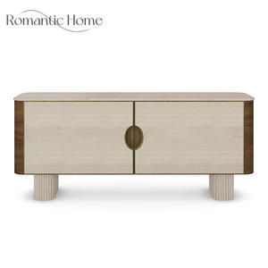 Buffet moderne <span class=keywords><strong>haut</strong></span> <span class=keywords><strong>de</strong></span> gamme en bois <span class=keywords><strong>de</strong></span> noyer et finition en tissu doux avec un design <span class=keywords><strong>de</strong></span> rangement élégant pour les espaces <span class=keywords><strong>de</strong></span> vie <span class=keywords><strong>de</strong></span> luxe - Product Image 2