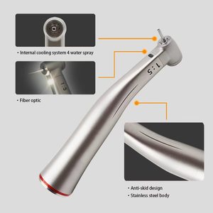 Manipolo Dentale Elettrico 1:5 con Aumento di Velocità, Spray Interno, Fibra Ottica, Contrangolo in Acciaio con Pulsante a Pressione e Cuscinetto in Ceramica GA15 - Product Image 3