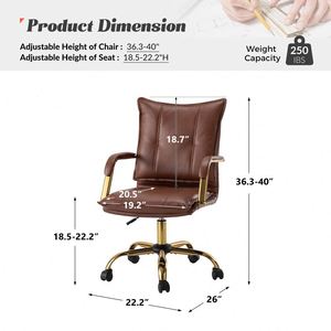 <span class=keywords><strong>Silla</strong></span> de <span class=keywords><strong>escritorio</strong></span> de oficina para el hogar de cuero con patas y brazos dorados - Product Image 2