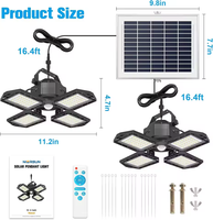 Lampes solaires de garage avec détecteur de mouvement, projecteur solaire, lampe de hangar, lampes suspendues, lustre, lumière de garage, 5 modes