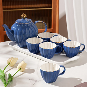 Nordic Green <b>Tea</b> <b>Set</b> Ceramic Teapot and Cups <b>Set</b> Porcelain Blue <b>Tea</b> <b>Pot</b> <b>Set</b> with Tray - Product Image 2