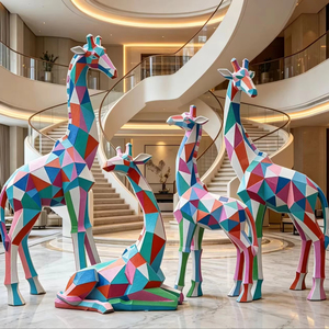 Envoyez des <span class=keywords><strong>photos</strong></span> pour personnaliser la girafe sculptée à la main en résine, énergie solaire, extérieur, grande taille 1,9M 2,5M, peinte à la main - Product Image 1