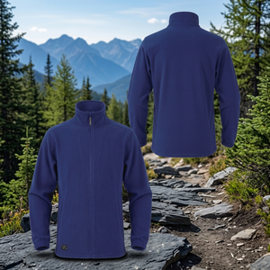Combinaison de travail en polaire bleue personnalisée à fermeture éclair intégrale pour homme, en polyester, coupe-vent, respirante, anti-boulochage, pour l'extérieur - Product Image 3