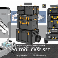 Ensemble d'outils électriques professionnels durables, personnalisable OEM, avec chariot de rangement en plastique et étuis à outils