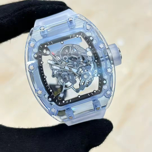 2026 Hot Selling Ice Blue Men's Tonneau Chronograph <b>Skeleton</b> <b>Watch</b> Sapphire Crystal <b>Automatic</b> Mechanical Wristwatch OEM - Product Image 3