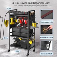 Carrito de Herramientas Rodante de Acero Inoxidable de Alta Resistencia con 4 Niveles y Regleta de 8 Tomas, Estante de Almacenamiento Sostenible para Baño con Capacidad para 500 Libras