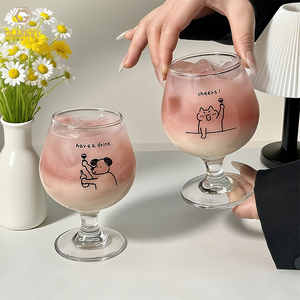 Coréen mignon chiot Brandy Snifters Cognac lunettes motif personnalisé verre gobelet 350ml fruits verre à vin - Product Image 5
