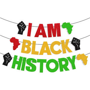 Black History Month Pull Flag Blacked Party Decoration Table Decorations Theme Party <b>Banner</b> - Product Image 1