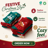 Weihnachtssocken Großhandel Neuartige Baumwoll-Crew-Socken für Damen Santa Rentier Winter Feiertagsgeschenk Individuelles Logo OEM Private Label