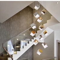 Nordic Cube Carré Ruban Grand Escalier Lustres Plafond De Luxe Pendentif Lumière pour Bar Villa Salon Restaurant