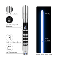 Sabres laser NexusSabers RGB Base Lit XENO3.0 Pixel à double tonalité, changement de couleur infini, charge rapide, poignée métallique avec haut-parleur intégré