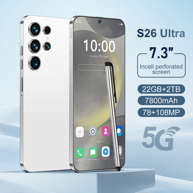 High Quality New S26 Ultra 5G Smartphone 22GB+2TB 7.3-Inch HD Screen Android 15 Dual SIM Unlocked Deca Core French High Sale