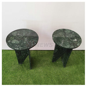 Mesa redonda de piedra para sala de estar, mueble con extremo redondo, azulejo de mármol <span class=keywords><strong>verde</strong></span>, para salón - Product Image 5