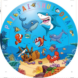 Tapis de jeu aquatique gonflable Ye Song, 100 cm de diamètre, design dauphin et requin, pour bébés et tout-petits de 0 à 24 mois, PVC écologique - Product Image 1