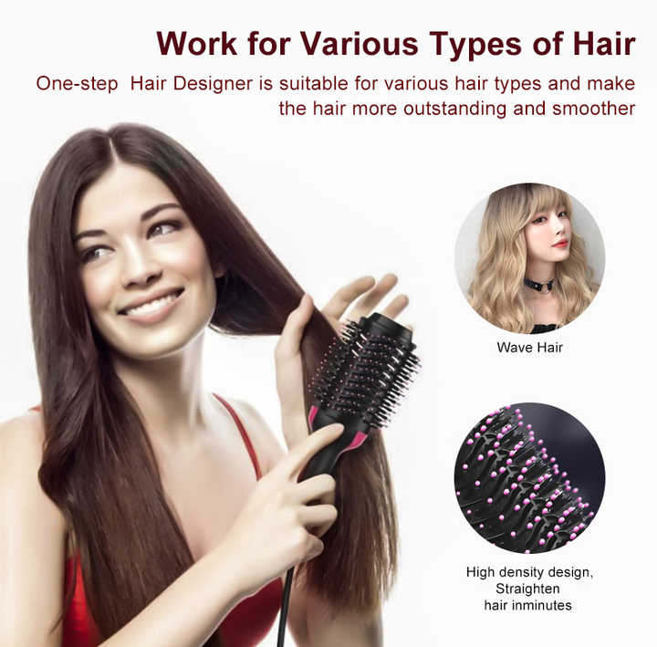 5-in-1 Professional Hot Air Styler Hair Dryer Brush – Pink & Silver main image 1