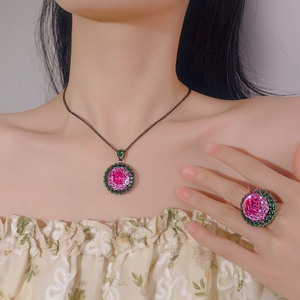 Conjunto de Joyería de Moda Ecológica de Cobre con Circonitas de Colores de 12*16/10*12mm, Pendientes y Anillo, el Más Vendido, Chapado en Oro 2026 - Product Image 6