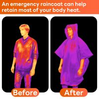 Poncho de pluie d'urgence en feuille thermique imperméable et coupe-vent portable pour la randonnée, le camping et la préparation aux catastrophes
