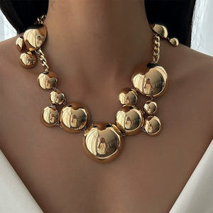 2025 nueva llegada al por mayor textura geométrica collar ovalado gota de agua borla capas geométrico colgante de hierro collar - Product Image 4