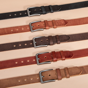 Nouvelle ceinture en cuir de vachette à grain supérieur pour hommes, ceinture rétro décontractée en cuir véritable à boucle aiguille tendance chinoise de l'usine source - Product Image 2