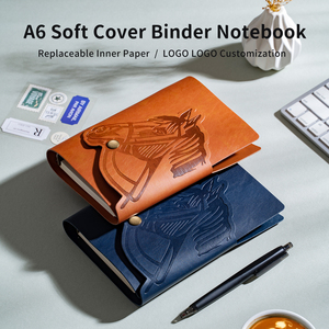 Carpeta <span class=keywords><strong>A6</strong></span> de 6 anillos con motivo de caballo, diario recargable de cuero PU, cuaderno de carpeta de cubierta suave de alta calidad - Product Image 2