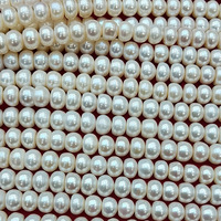 Perle AAA légèrement imparfaite 7-8mm perles d'eau douce blanches rondes et plates perles naturelles en forme de chignon pour collier de perles Bracelet