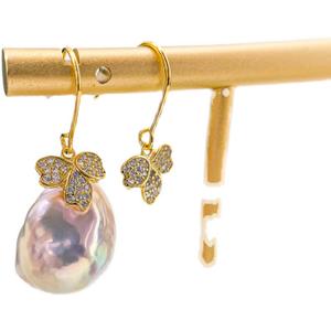 S925 Silver DIY Pearl Accessories 10-15mm Round Beads 21263 Model Hollow Support <b>Concealer</b> Earrings with 10-15mm Round Beads - Product Image 5