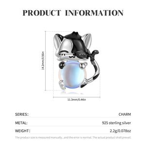 Seri Pelukan Hewan Kelinci Tupai Anjing Charm <span class=keywords><strong>Pendant</strong></span> 925 Sterling <span class=keywords><strong>Silver</strong></span> Moonstone Bead Fit Wanita Perhiasan Charm Gelang - Product Image 5