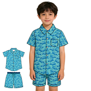 Conjunto de Ropa de Verano para Bebé Niño, Camisa con Botones y Pantalones Cortos, Estampado de Camuflaje, 95% Algodón, 5% Elastano, 2 Piezas, Ropa para Hermanos - Product Image 2