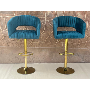 Taburete de Bar de Terciopelo de Lujo con Base de Metal Dorado, Silla Giratoria Ajustable para Barra de Cocina, Muebles Modernos para Cocina - Product Image 3