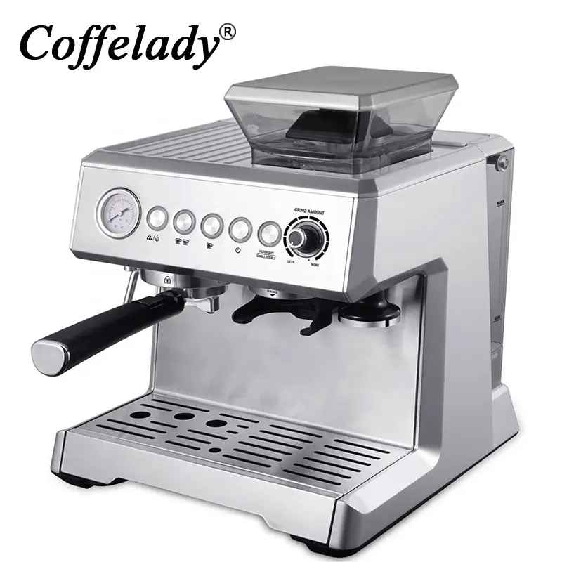 Machine à café expresso Express en acier inoxydable avec broyeur