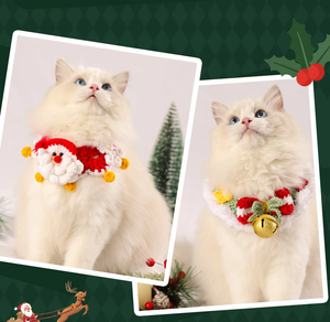 Vêtements pour chats écharpe pour animaux de compagnie collier de marionnette en tissu chat automne et hiver décoration écharpe pour chien en hiver - Product Image 2