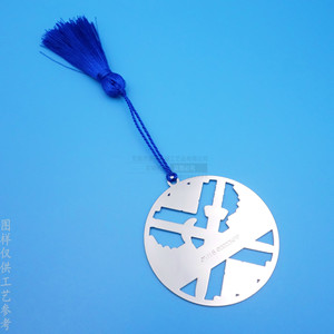 Stainless Steel Round <b>Bookmark</b> With Tassel 55mm Metal Die Cutting Pattern Stationery Gift - Product Image 2