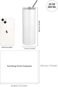 Venta al por mayor personalizable 20oz 30oz blanco de acero inoxidable de doble pared flaco recto taza de café tazas de sublimación vaso en blanco - Product Image 3